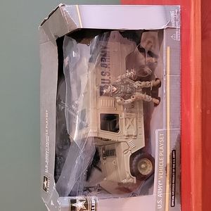 Army vehicle, soldier with k9